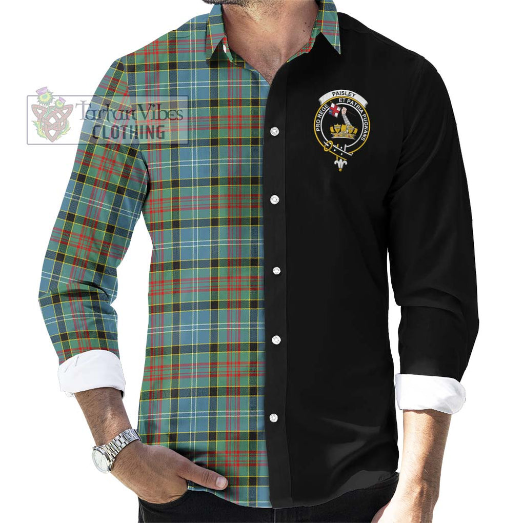 Paisley Tartan Long Sleeve Button Shirt with Family Crest and Half Of Me Style - Tartanvibesclothing Shop