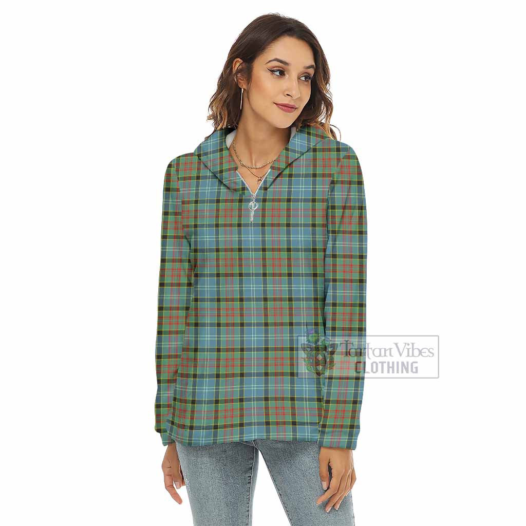 Paisley Tartan Women's Borg Fleece Hoodie with Half Zip - Tartan Vibes Clothing