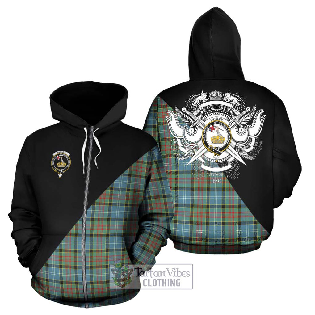 Paisley Tartan Hoodie with Family Crest and Military Logo Style - Tartanvibesclothing Shop