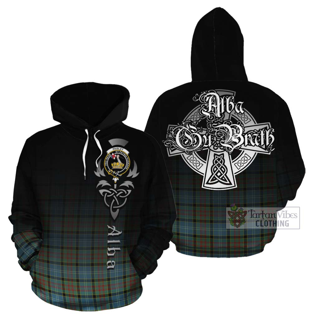 Tartan Vibes Clothing Paisley Tartan Cotton Hoodie Featuring Alba Gu Brath Family Crest Celtic Inspired