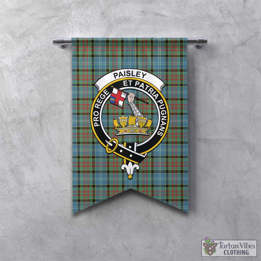 Paisley Tartan Gonfalon, Tartan Banner with Family Crest