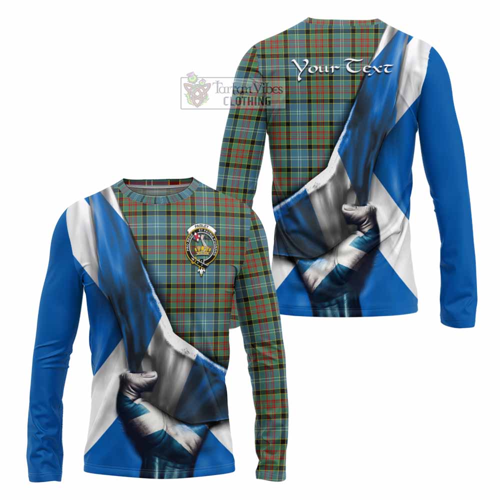 Tartan Vibes Clothing Paisley Tartan Long Sleeve T-Shirt with Family Crest Scotland Patriotic Style