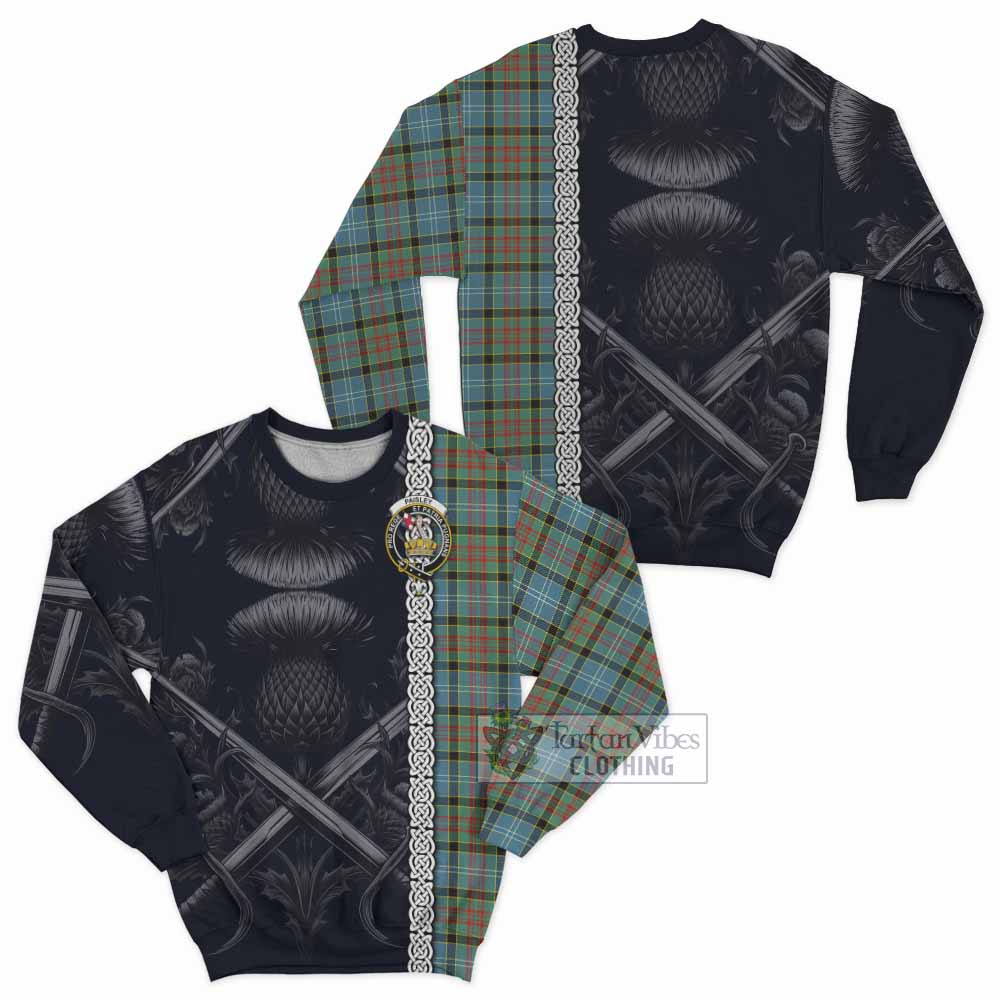 Tartan Vibes Clothing Paisley Tartan Sweatshirt with Family Crest Cross Sword Thistle Celtic Vibes