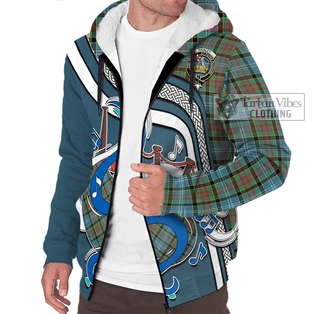 Paisley Tartan Sherpa Hoodie with Epic Bagpipe Style Unisex - Tartanvibesclothing Shop