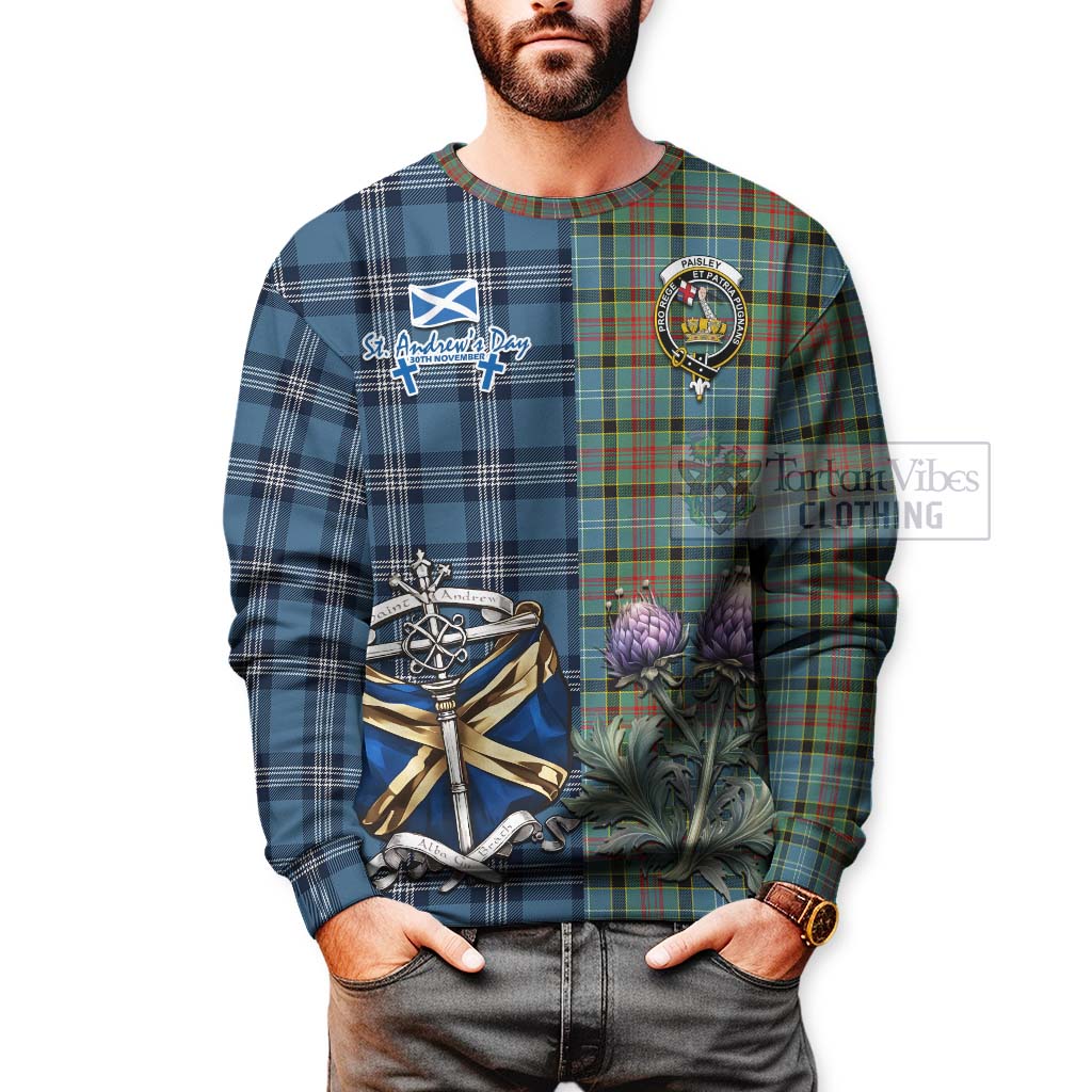 Tartan Vibes Clothing Paisley Tartan Sweatshirt Happy St. Andrew's Day Half Tartan Style