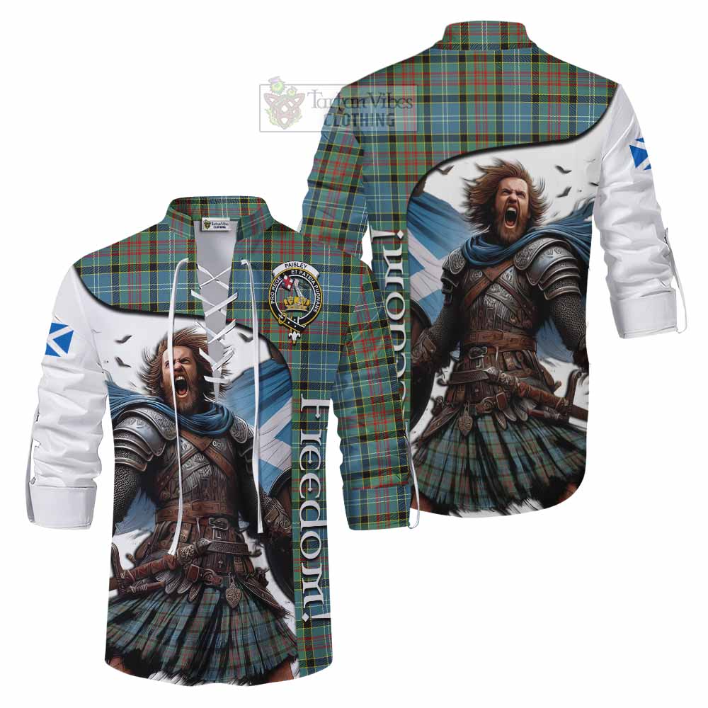 Tartan Vibes Clothing Paisley Crest Tartan Ghillie Kilt Shirt Inspired by the Freedom of Scottish Warrior