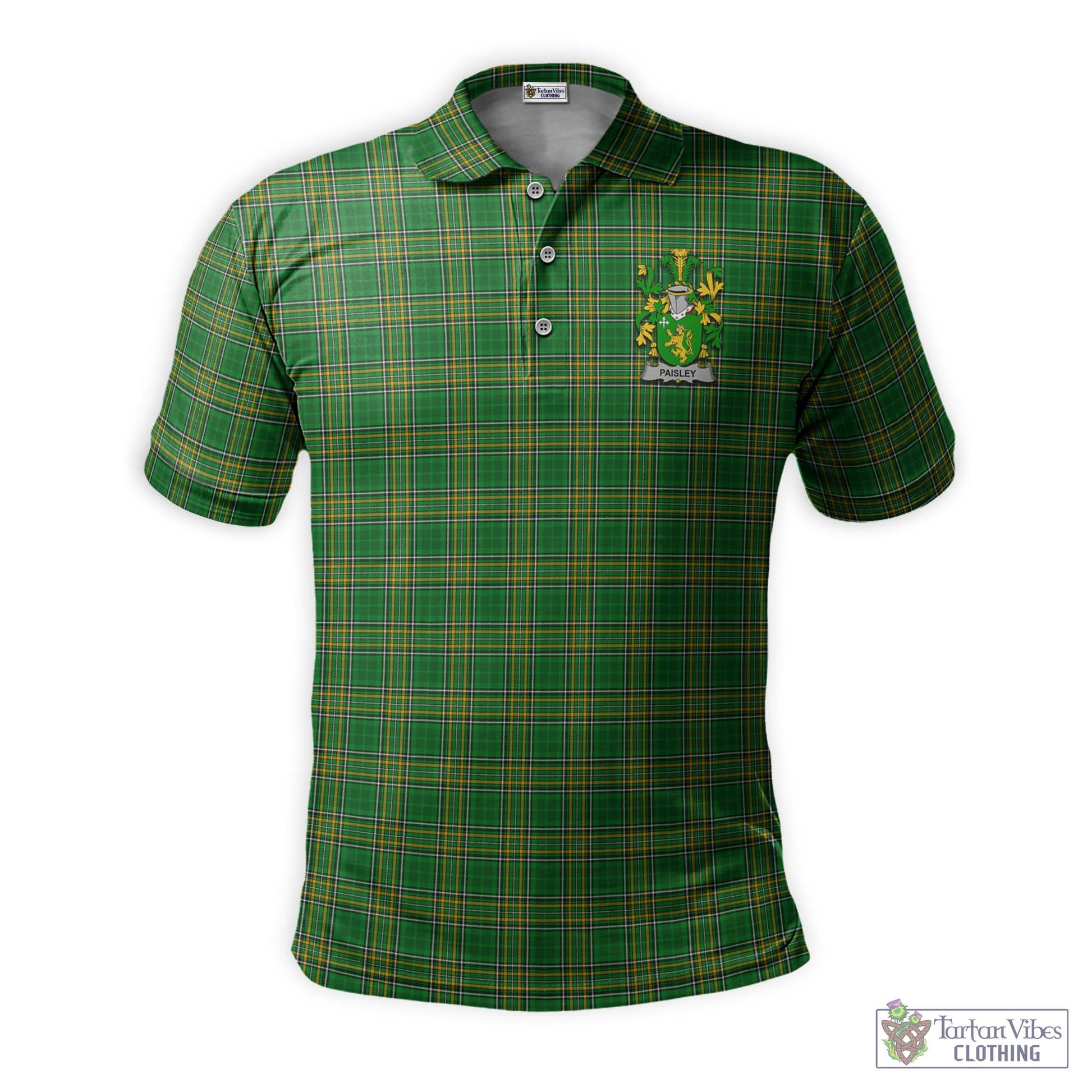 Tartan Vibes Clothing Paisley Ireland Clan Tartan Polo Shirt with Coat of Arms