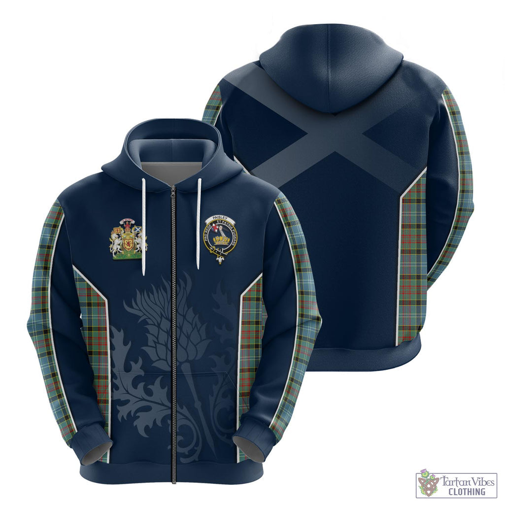 Tartan Vibes Clothing Paisley Tartan Hoodie with Family Crest and Scottish Thistle Vibes Sport Style