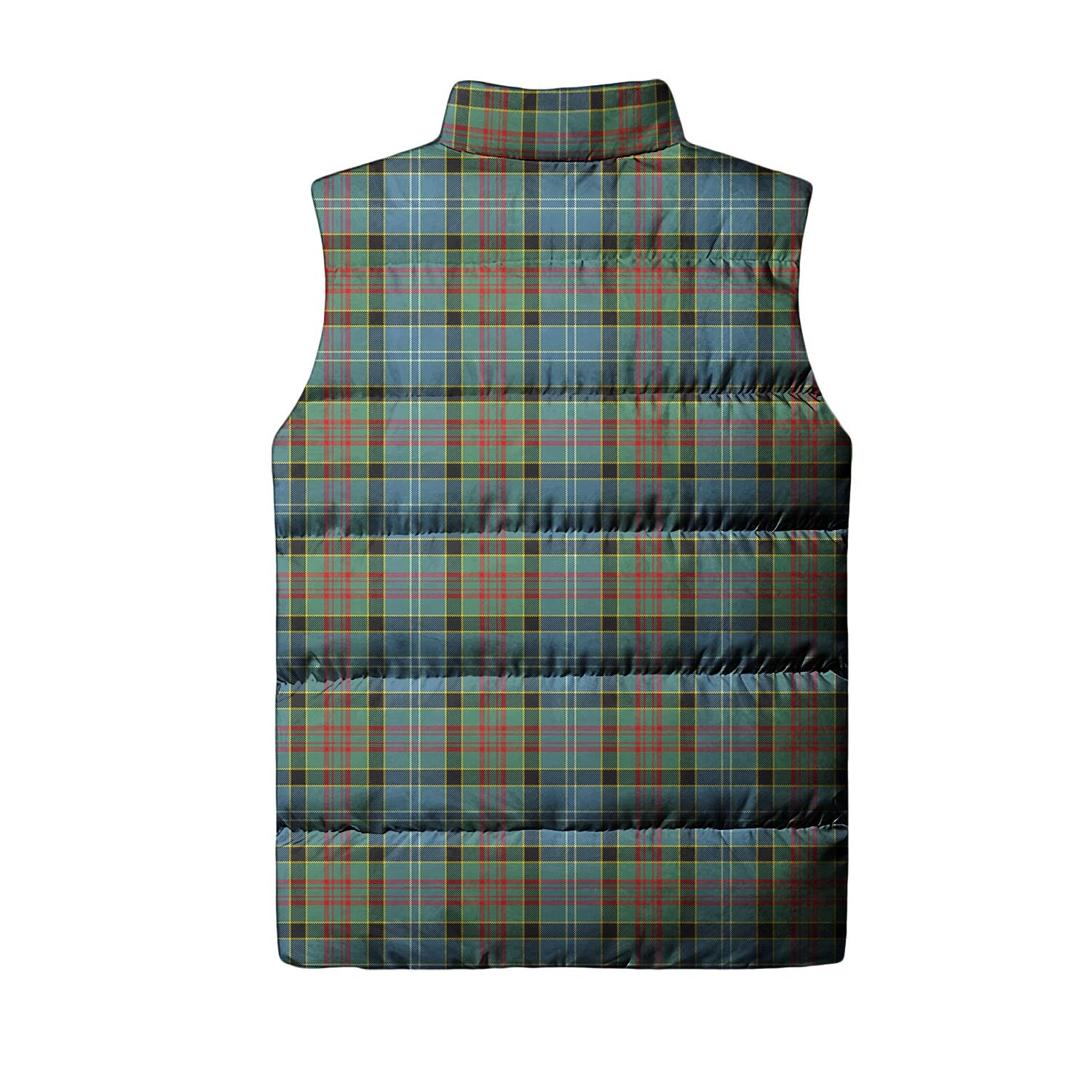 Paisley Tartan Sleeveless Puffer Jacket with Family Crest - Tartanvibesclothing