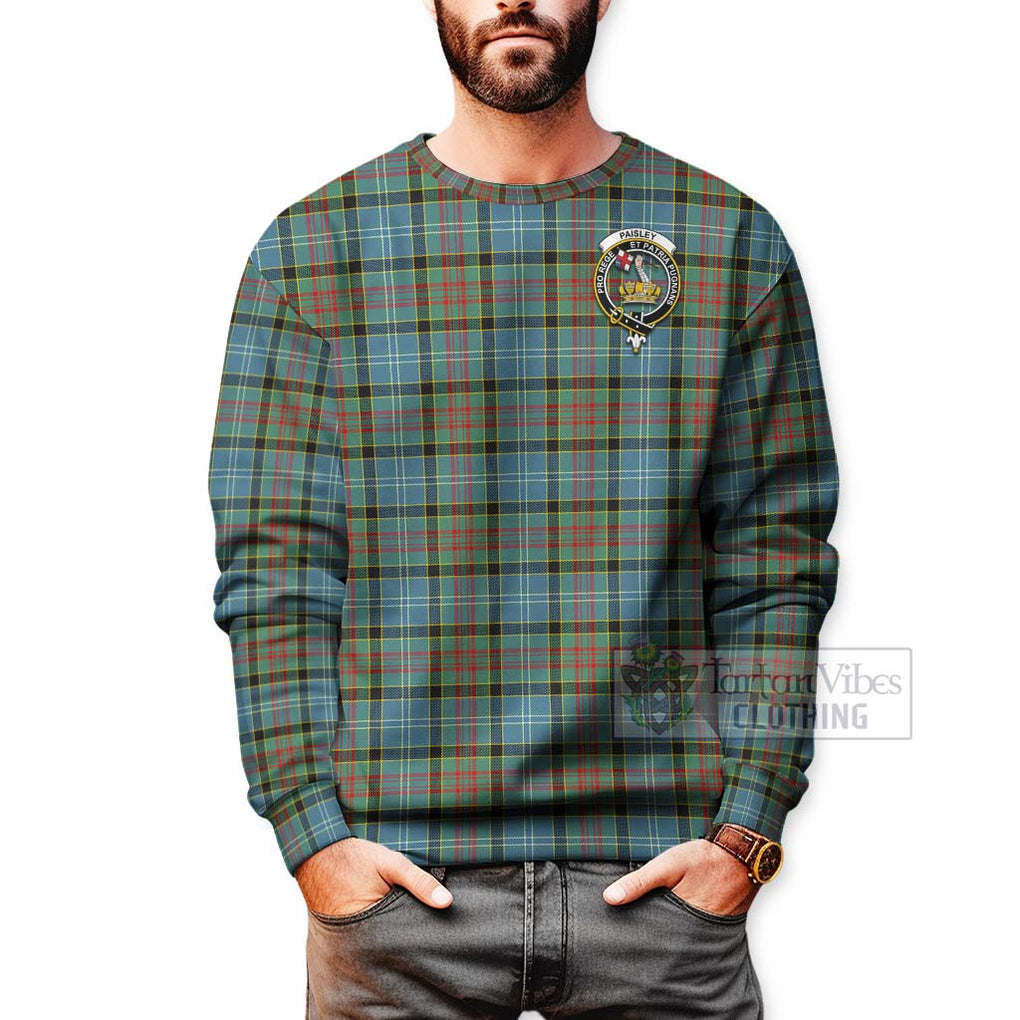 Tartan Vibes Clothing Paisley Tartan Sweatshirt with Family Crest and Bearded Skull Holding Bottles of Whiskey