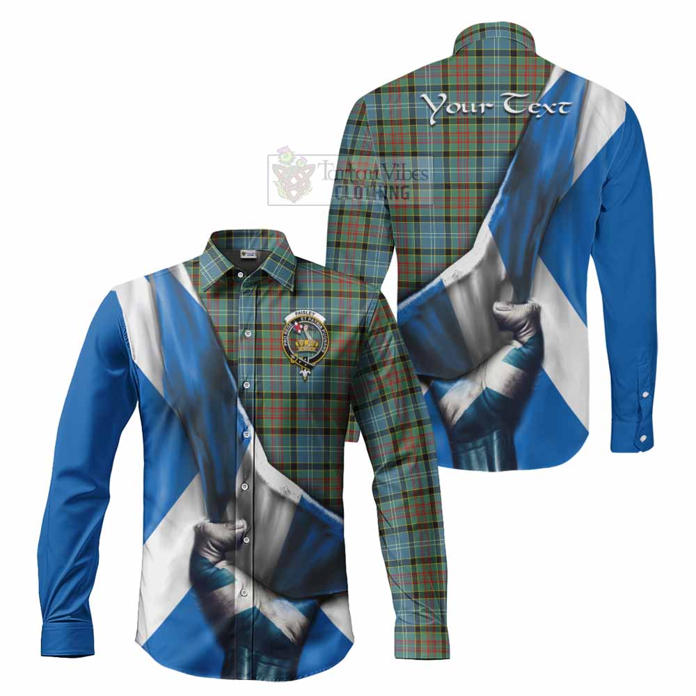 Tartan Vibes Clothing Paisley Tartan Long Sleeve Button Shirt with Family Crest Scotland Patriotic Style