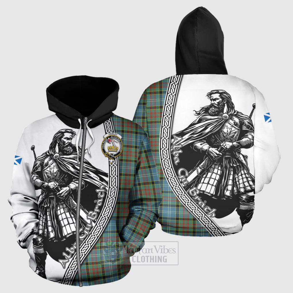 Tartan Vibes Clothing Paisley Tartan Clan Crest Hoodie with Highlander Warrior Celtic Style