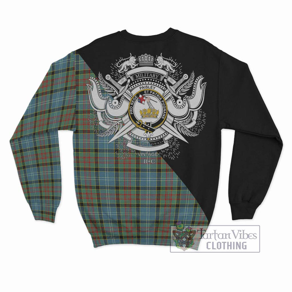 Paisley Tartan Sweatshirt with Family Crest and Military Logo Style - Tartanvibesclothing Shop