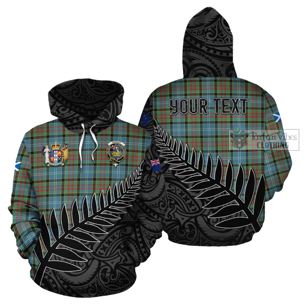 Tartan Vibes Clothing Paisley Crest Tartan Cotton Hoodie with New Zealand Silver Fern Half Style