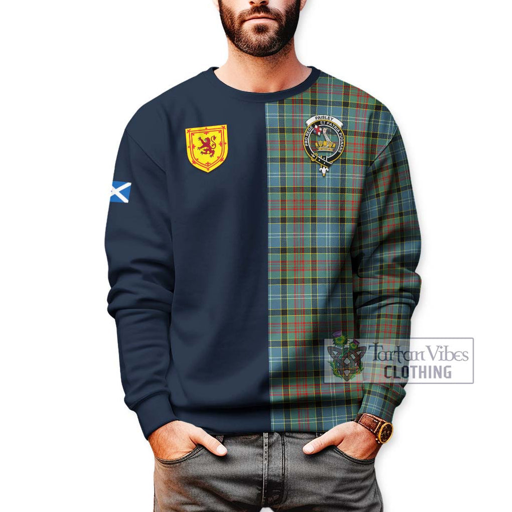 Tartan Vibes Clothing Paisley Tartan Sweatshirt with Scottish Lion Royal Arm Half Style