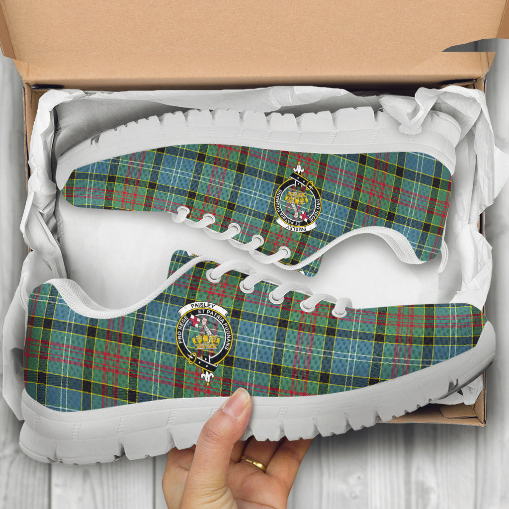 Paisley Tartan Sneakers with Family Crest - Tartan Vibes Clothing