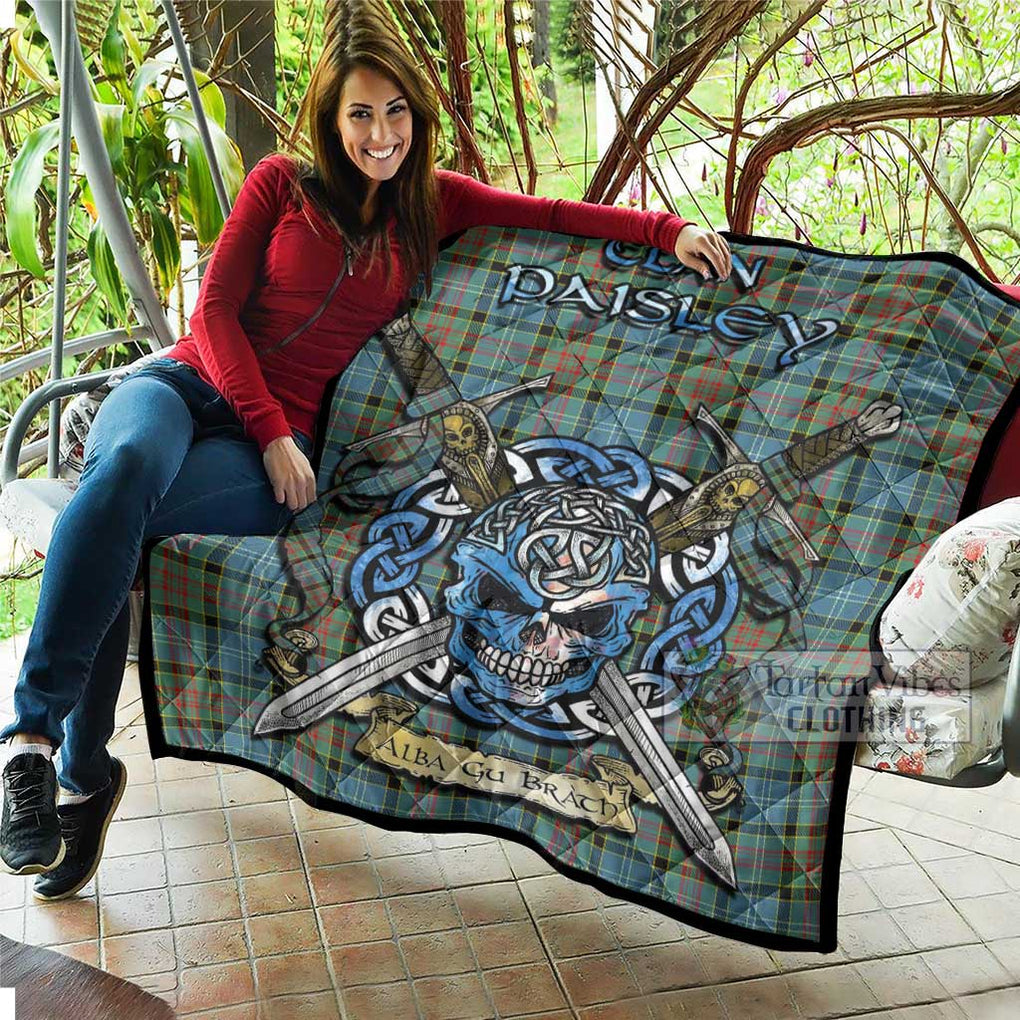 Tartan Vibes Clothing Paisley Tartan Quilt with Celtic Skull Alba Gu Brath Style