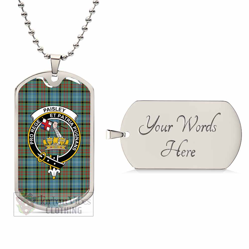 Tartan Vibes Clothing Paisley Tartan Dog Tag Necklace with Family Crest