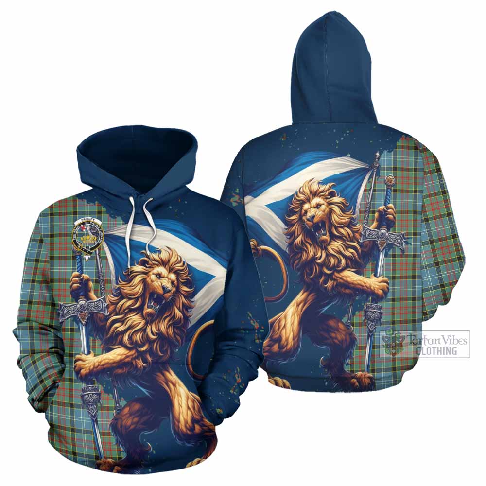 Paisley Tartan Family Crest Hoodie with Scottish Majestic Lion