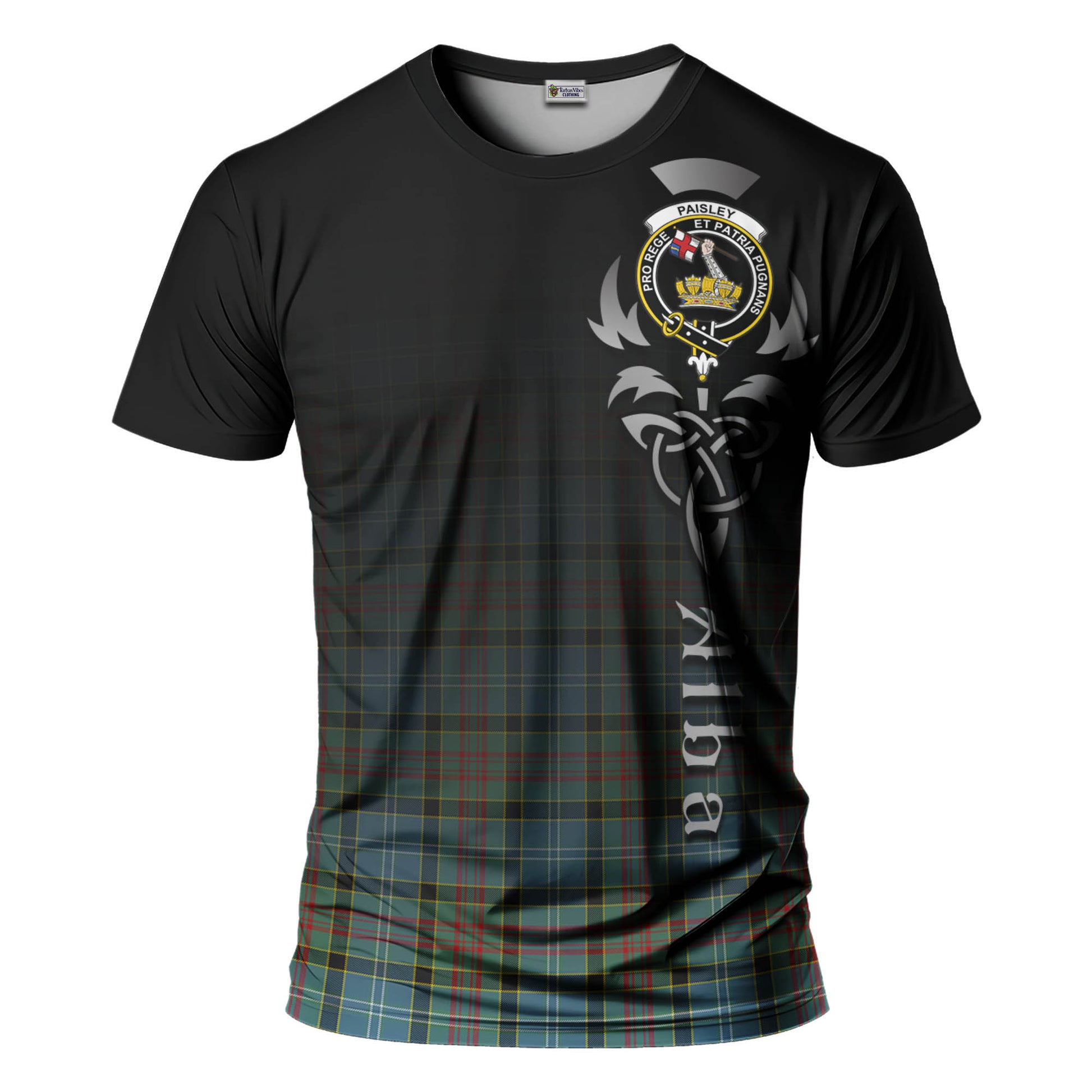 Tartan Vibes Clothing Paisley Tartan T-Shirt Featuring Alba Gu Brath Family Crest Celtic Inspired