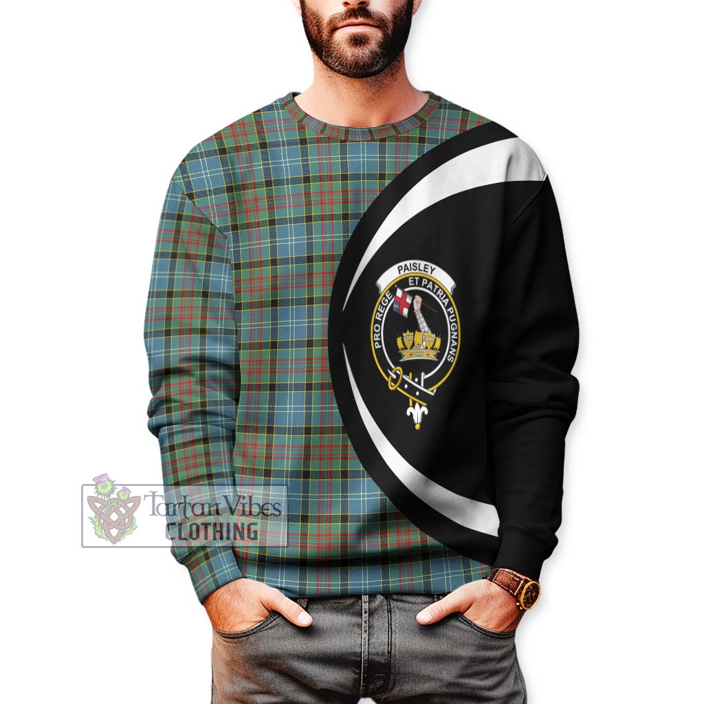 Paisley Tartan Sweatshirt with Family Crest Circle Style - Tartan Vibes Clothing