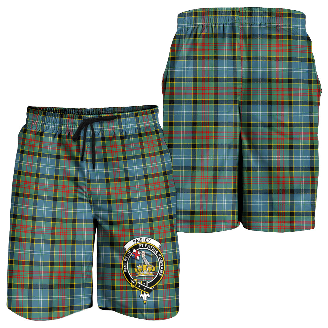 Paisley Tartan Mens Shorts with Family Crest - Tartan Vibes Clothing
