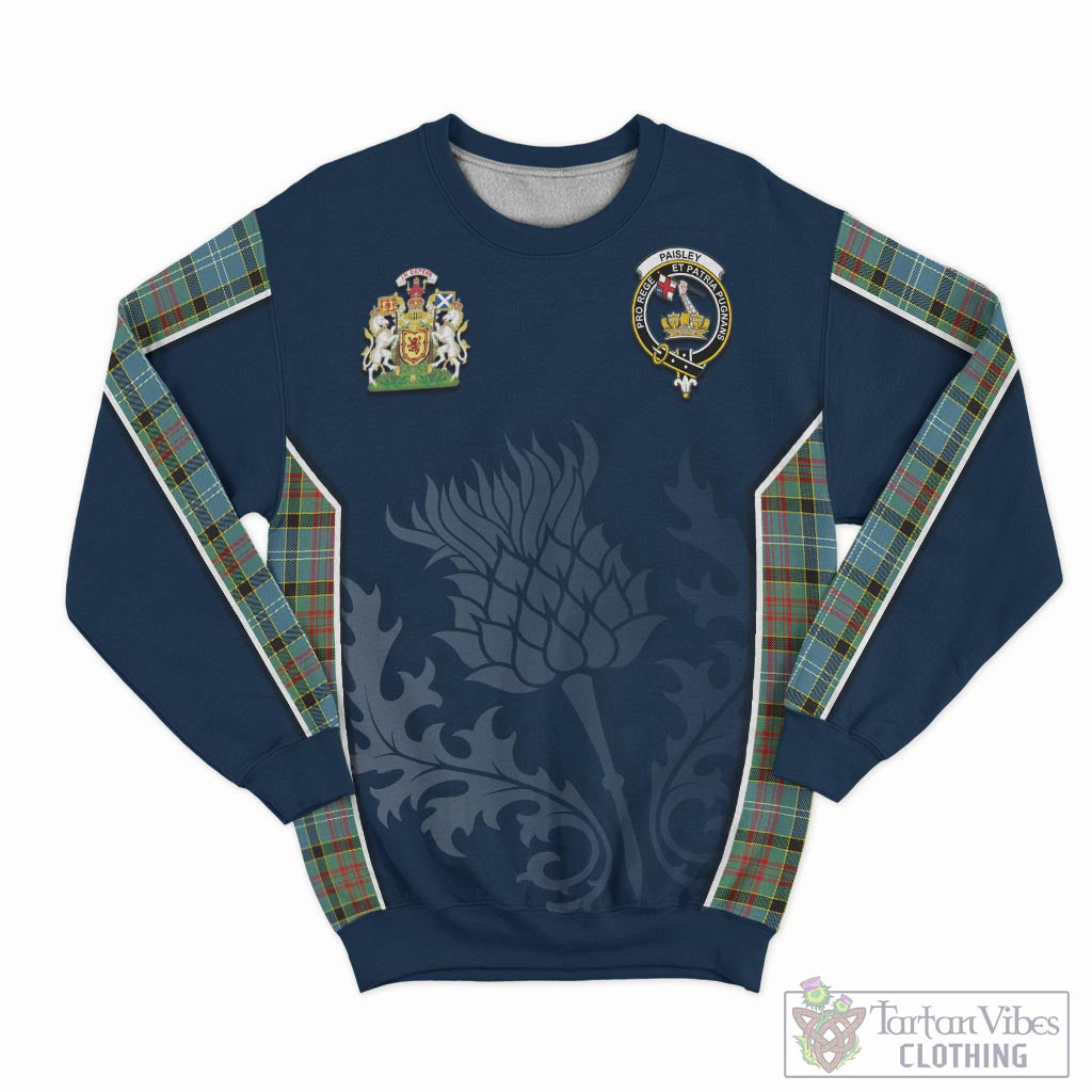 Tartan Vibes Clothing Paisley Tartan Sweatshirt with Family Crest and Scottish Thistle Vibes Sport Style