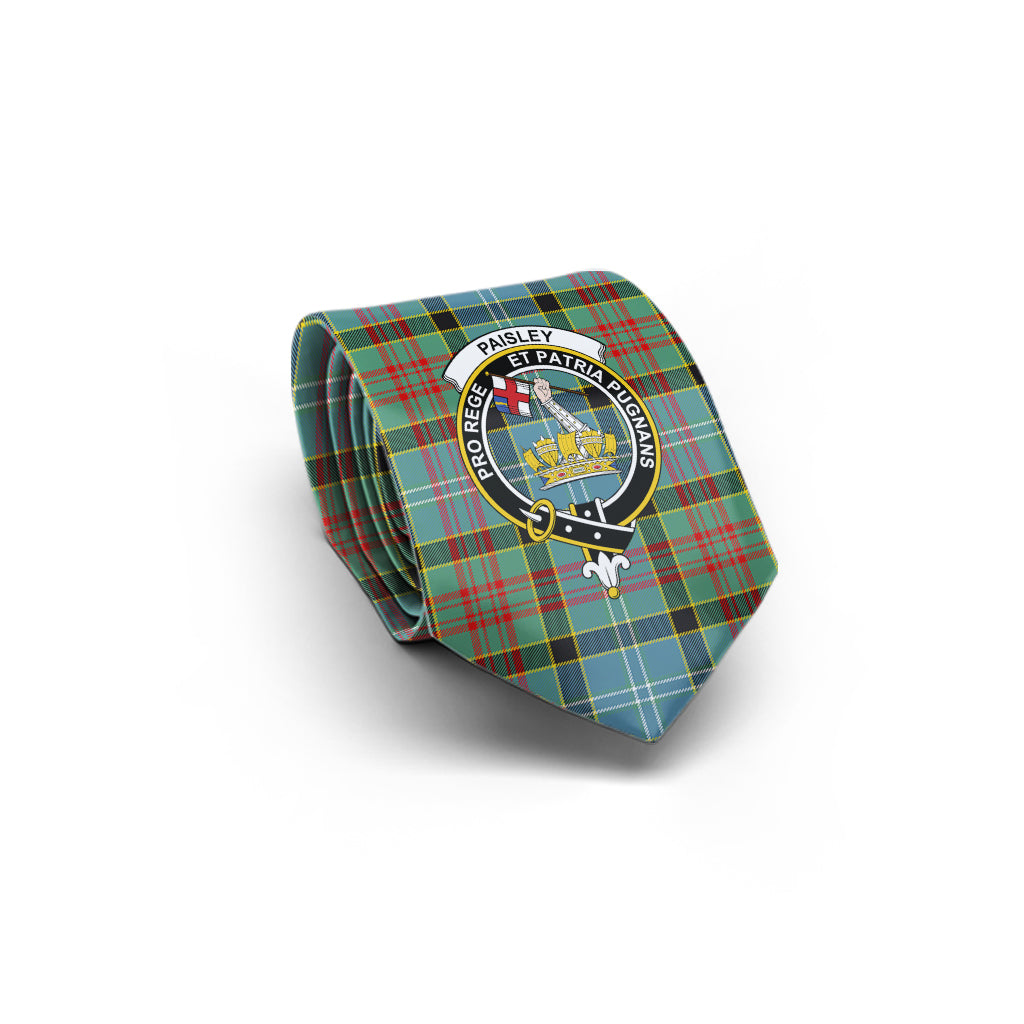 Paisley Tartan Classic Necktie with Family Crest - Tartan Vibes Clothing