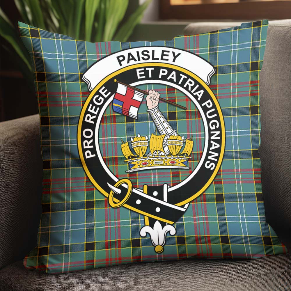 Paisley Tartan Pillow Cover with Family Crest - Tartanvibesclothing