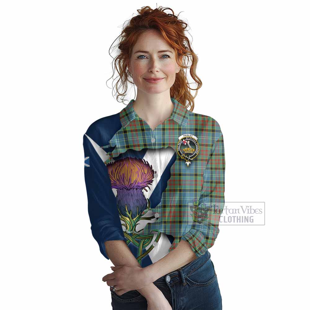 Paisley Tartan Family Crest Women's Casual Shirt Scottish Thistle Celtic Inspired - Tartan Vibes Clothing
