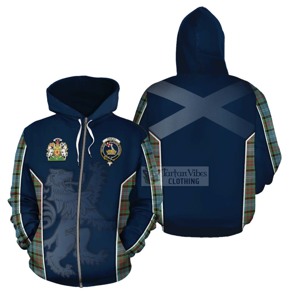 Tartan Vibes Clothing Paisley Tartan Cotton Hoodie with Family Crest and Lion Rampant Vibes Sport Style