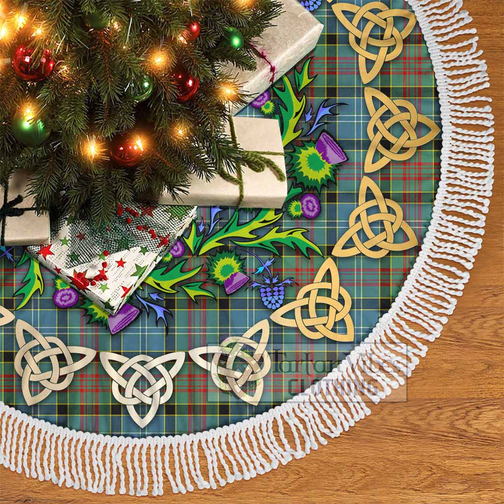Paisley Tartan Christmas Tree Skirt with Thistle Celtic Knot Style - Tartan Vibes Clothing