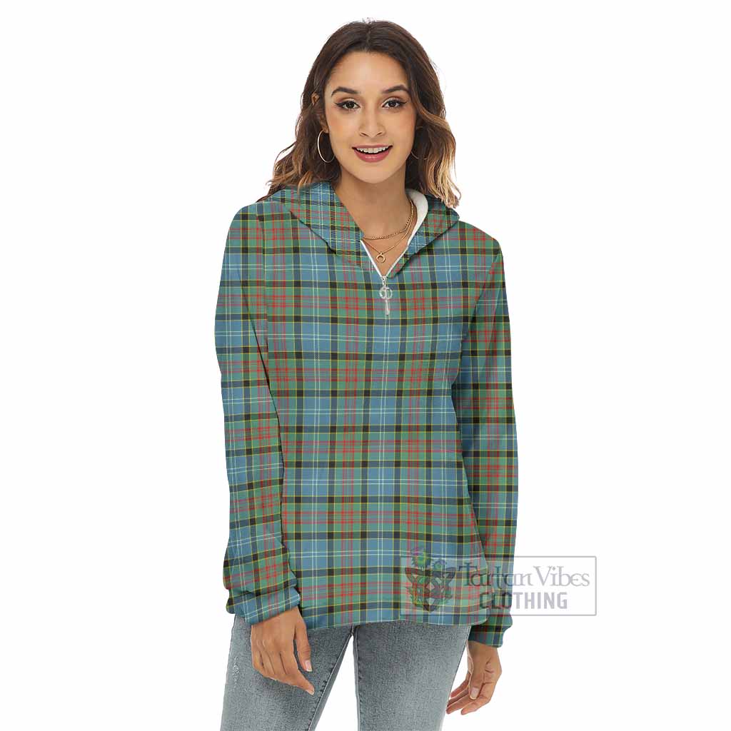 Paisley Tartan Women's Borg Fleece Hoodie with Half Zip - Tartan Vibes Clothing