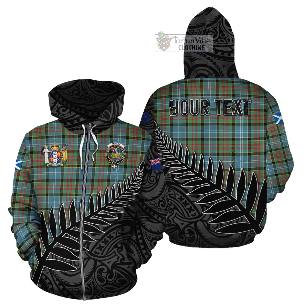 Tartan Vibes Clothing Paisley Crest Tartan Cotton Hoodie with New Zealand Silver Fern Half Style