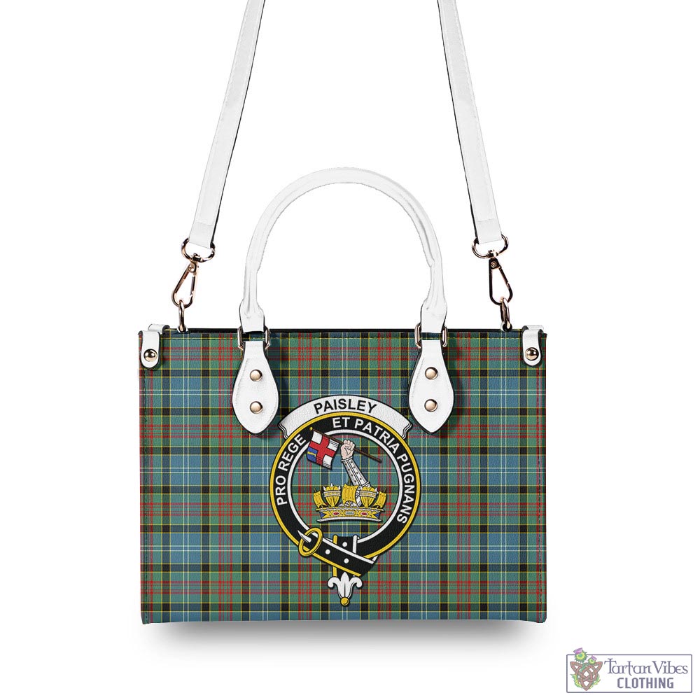 Tartan Vibes Clothing Paisley Tartan Luxury Leather Handbags with Family Crest