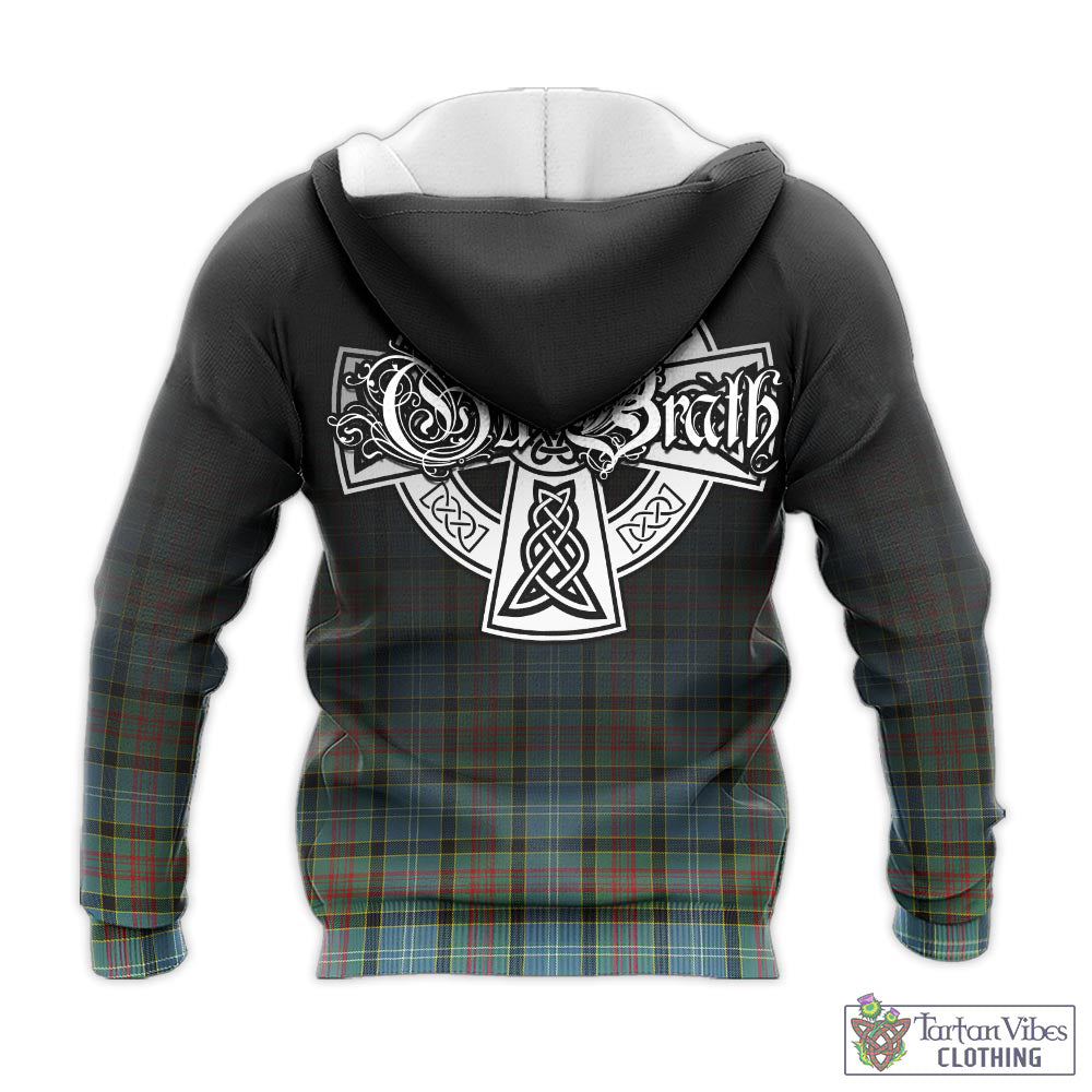 Tartan Vibes Clothing Paisley Tartan Knitted Hoodie Featuring Alba Gu Brath Family Crest Celtic Inspired