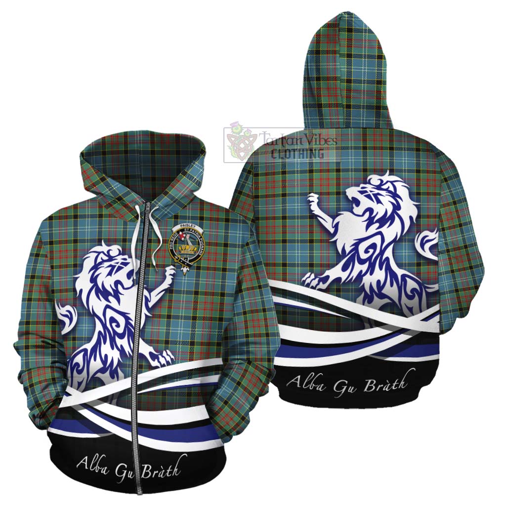 Tartan Vibes Clothing Paisley Tartan Cotton Hoodie with Alba Gu Brath Regal Lion Emblem