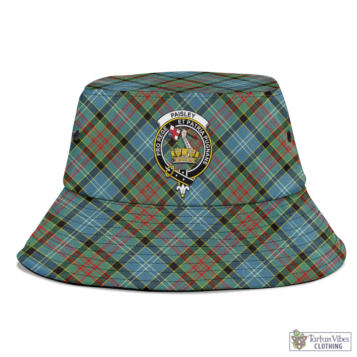 Tartan Vibes Clothing Paisley Tartan Bucket Hat with Family Crest