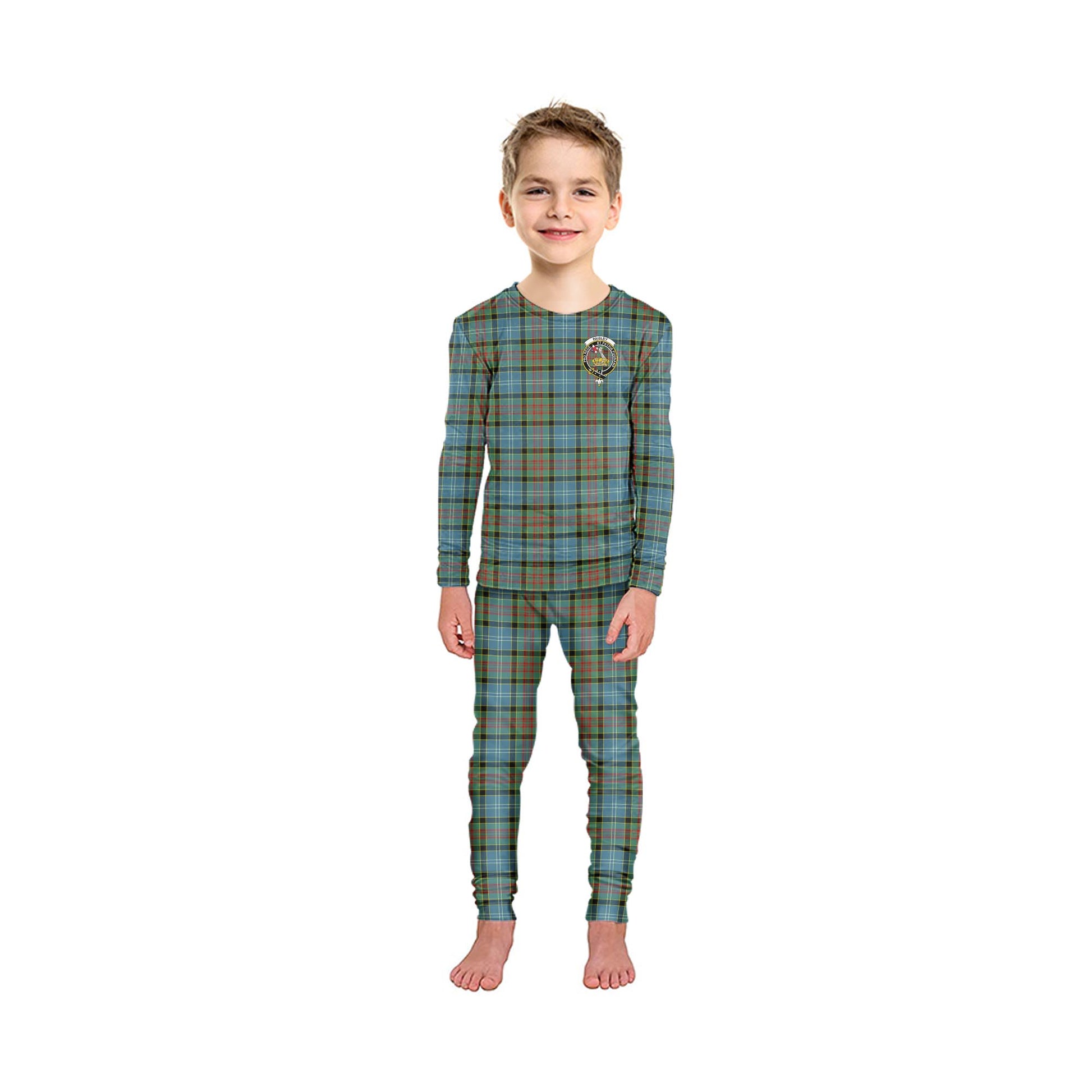 Paisley Tartan Pajamas Family Set with Family Crest - Tartanvibesclothing