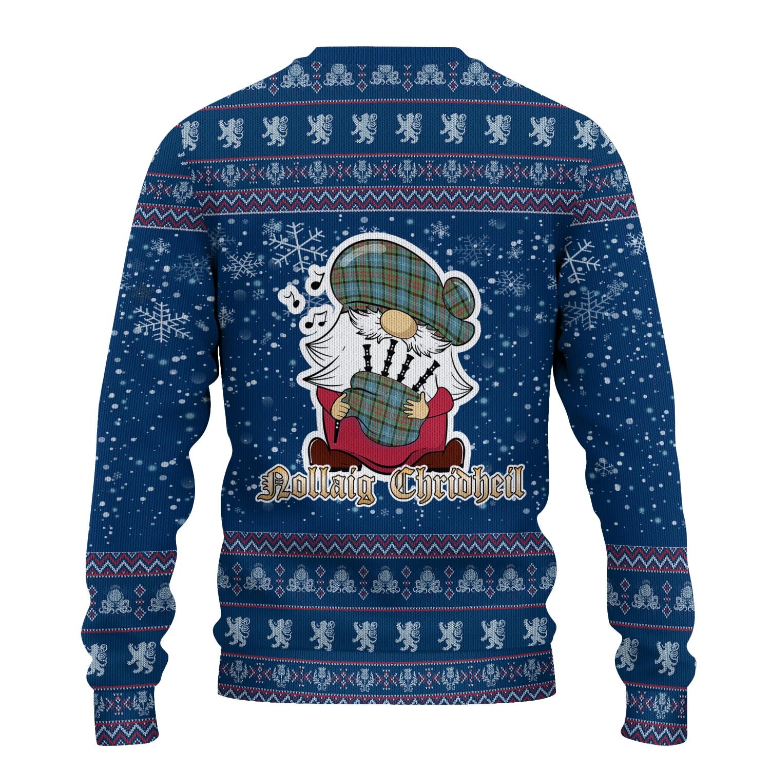 Paisley Clan Christmas Family Knitted Sweater with Funny Gnome Playing Bagpipes - Tartanvibesclothing