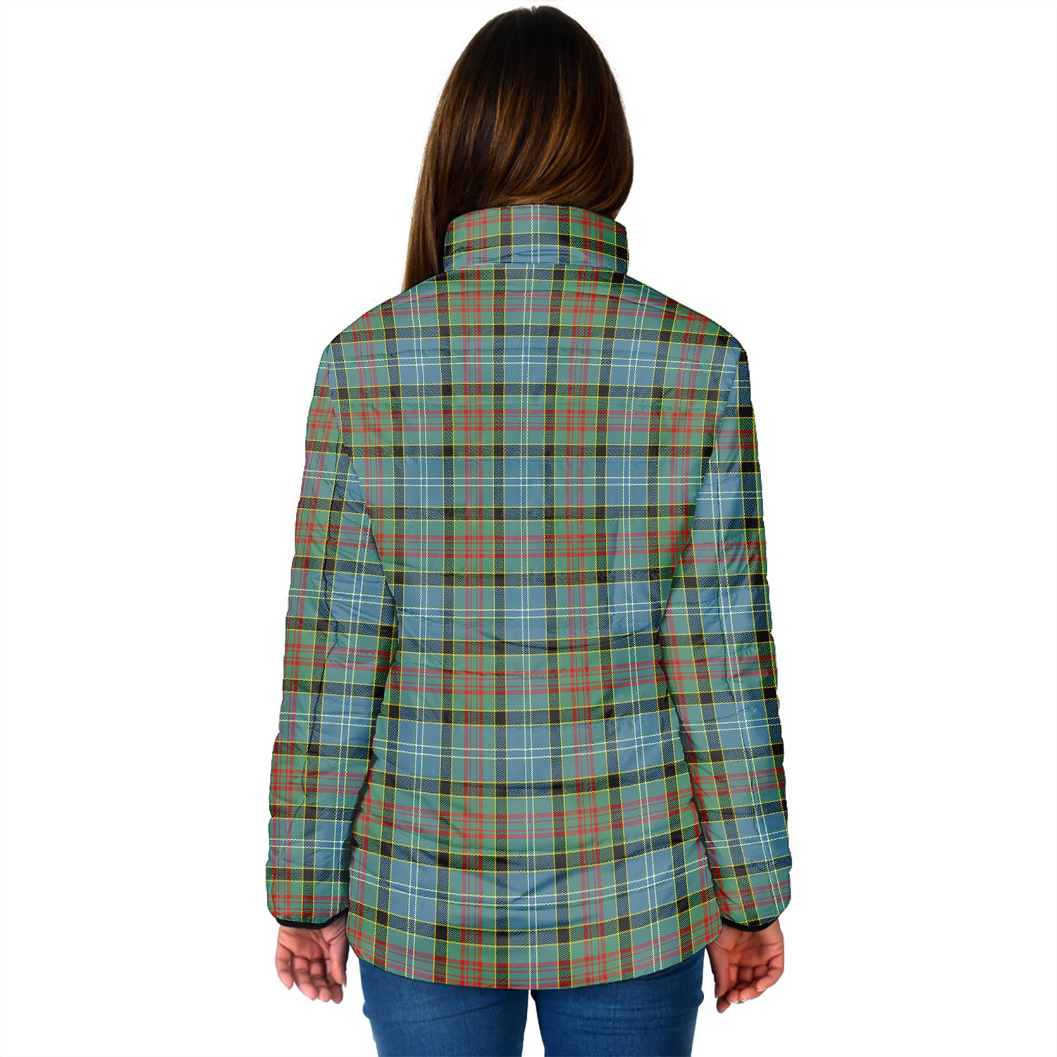 Paisley Tartan Padded Jacket with Family Crest - Tartanvibesclothing