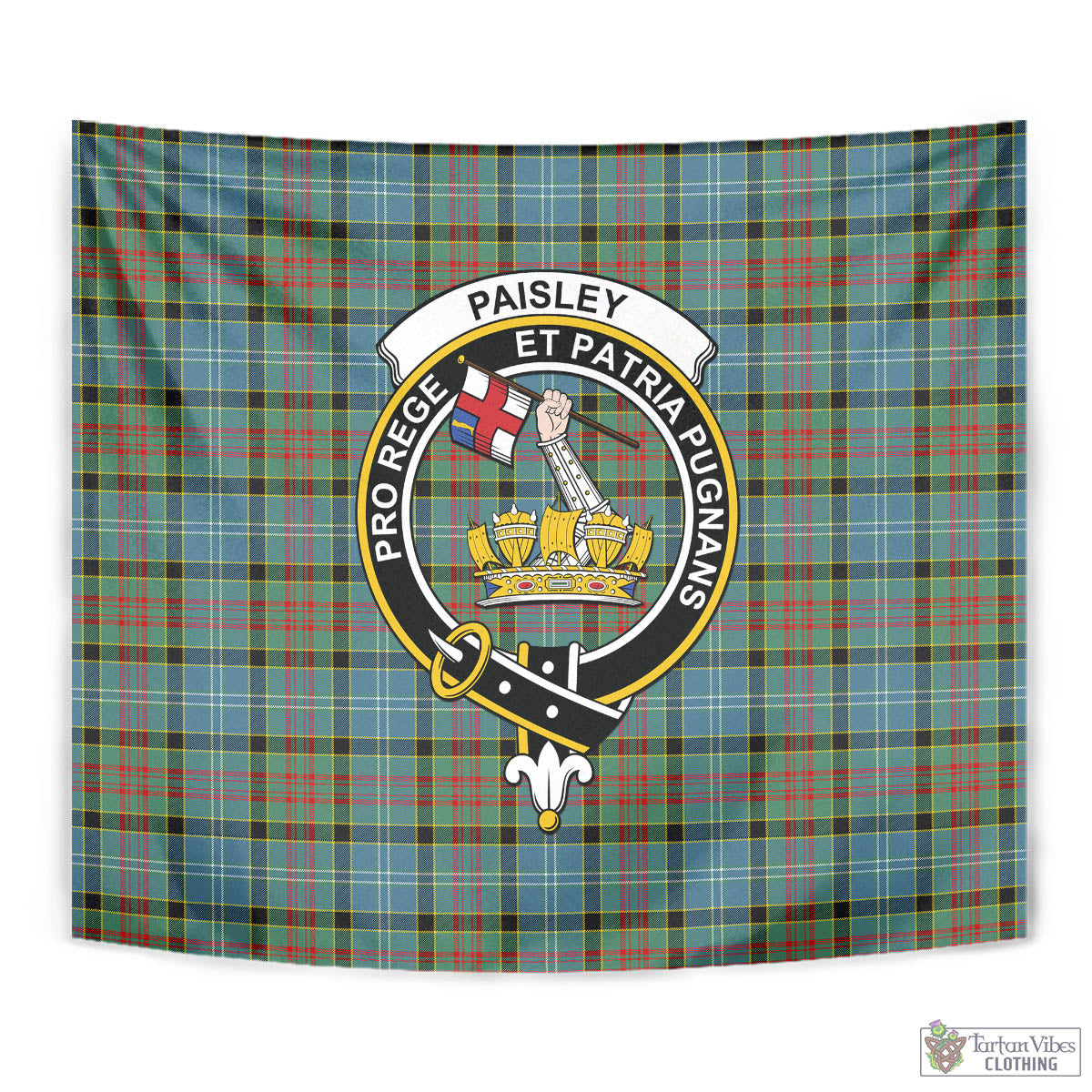 Tartan Vibes Clothing Paisley Tartan Tapestry Wall Hanging and Home Decor for Room with Family Crest