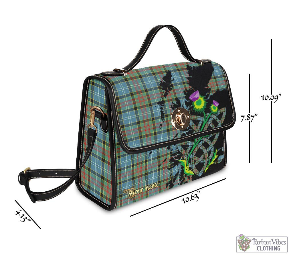 Tartan Vibes Clothing Paisley Tartan Waterproof Canvas Bag with Scotland Map and Thistle Celtic Accents