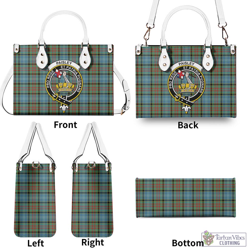 Tartan Vibes Clothing Paisley Tartan Luxury Leather Handbags with Family Crest