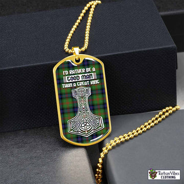 Park Tartan Dog Tag Necklace Viking Mjolnir Style