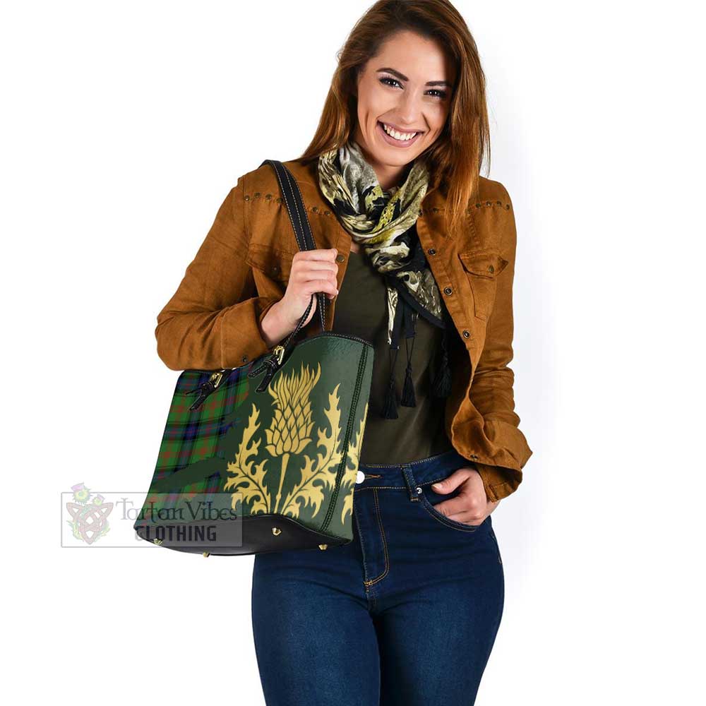Park Tartan Leather Tote Bag Gold Thistle Style - Tartan Vibes Clothing
