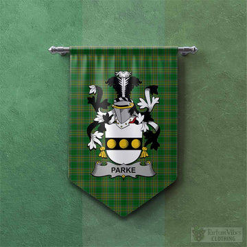 Parke Irish Clan Tartan Gonfalon, Tartan Banner with Coat of Arms Chevron - Tartan Vibes Clothing