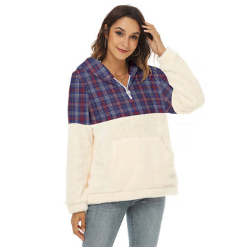 Parker Tartan Women's Borg Fleece Hoodie With Half Zip