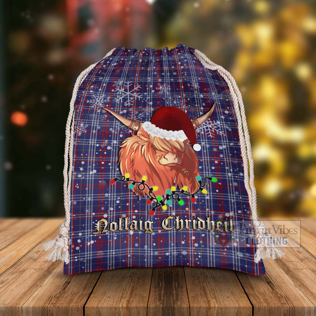 Tartan Vibes Clothing Parker Tartan Christmas Santa's Bag with Highland Cow