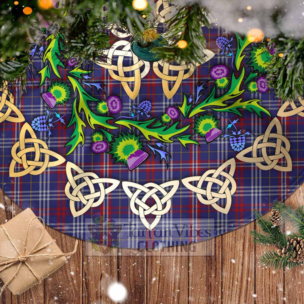 Tartan Vibes Clothing Parker Tartan Christmas Tree Skirt with Thistle Celtic Knot Style